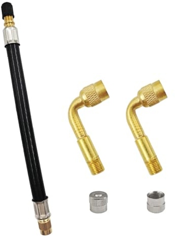 mkemka Reifenventil Verlängerung 90 Grad Winkelventil Kupfer Ventiladapter 180mm Flexible Gummi Reifen Ventilverlängerung Autoventil Adapter für Auto Motorrad Fahrrad Scooter