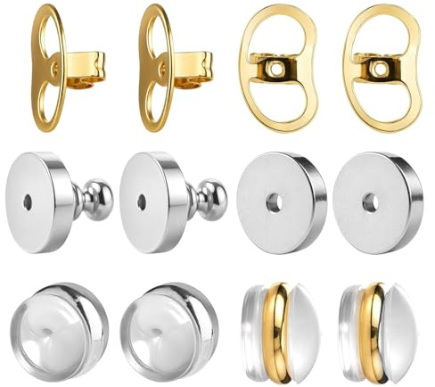 VelvetGlow Repuestos para Pendientes Colgantes y Pesados - Alternativa para Cierres de Pendientes, 6 Pares Seguros para Piel Sensible