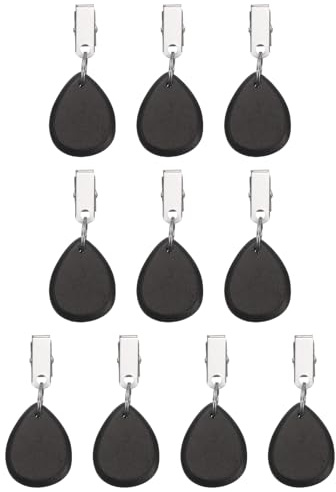 sourcing map 10Pcs Tablecloth Weights, Marble Table Cover Weights with Metal Clips, Teardrop Shape Stone Tablecloth Pendant 4.5 x 3.5cm for Outdoor Party Picnic Garden Table Decoration, Black