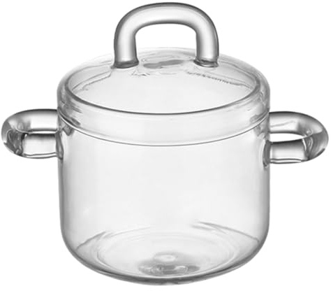 LOORGVEL 700ml Glass Dessert Bowl with Lid and Double Handles for Fruit Salad Soup Microwave Safe Fast Heating Suitable for Home and Apartment Use