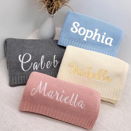 BBGDP Coperta For Neonati Personalizzata Con Nome Ricamato, Coperta For Neonati Lavorata A Maglia Personalizzata Da 30x40 Pollici With Bambine E Bambini, Di Benvenuto Come Ricordo