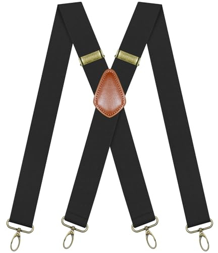 Clip Yeah Hosenträger Herren Breit 3.5cm mit karabinerhaken X-förm | Elastisch Hosenträger Herren Extra Stark Einstellbar Suspenders Anti-rutsch für Motorradhose Skihose Arbeitshosen Jeans