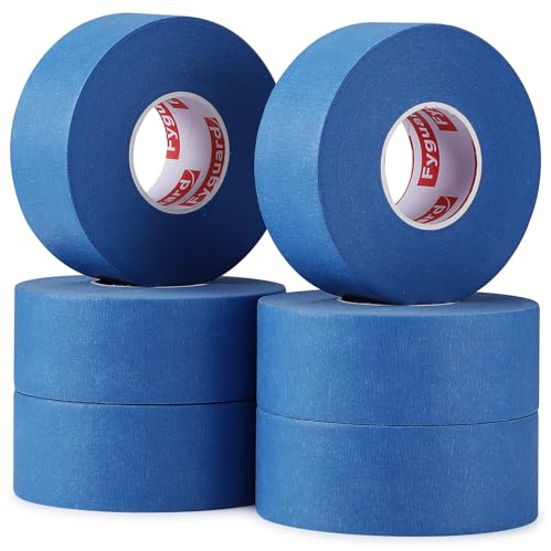 Fyguard 6 Rolls Painters Tape, 36mm x 50m Crepe Paper Automotive Masking Tape for Painting Renovations Decoration, Multi-Surface