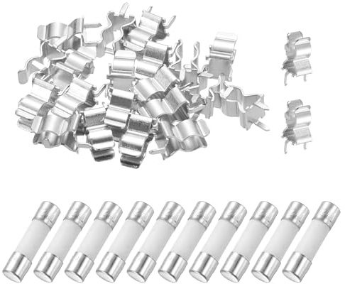 QUARKZMAN 10Pcs Fusible Céramique 12A 250V 12Amp 5x20mm avec 20Pcs Pinces | Fusibles Cartouche, à Temporisation à Rupture Lente