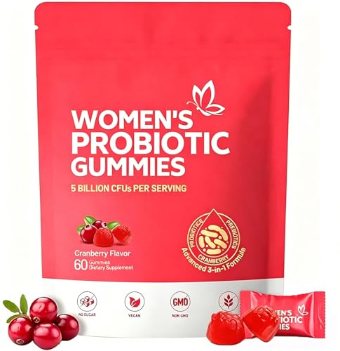 Gominolas Probióticas para Mujeres - 60 Unidades | Soporte Íntimo con Prebióticos y Arándano Rojo | Promueve Equilibrio de pH, Equilibrio de Levaduras y Salud Inmunológica | Refresca el Olor Íntimo