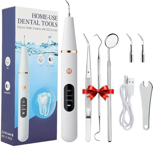 ZahnJuwel Dental Cleaner Pro Ultraschall Zahnsteinentferner Set mit 3 einstellbaren Modi,USB - Aufladbar, Entfernt Plaque, Aufhellung