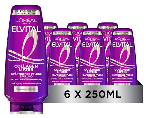 L´Oréal Paris Elvital Collagen Lifter Kräftigende Pflege Spülung, Formel mit Kollagen-AS Fragmenten, Condtioner für feines und plattes nHaar, 250ml (x6)