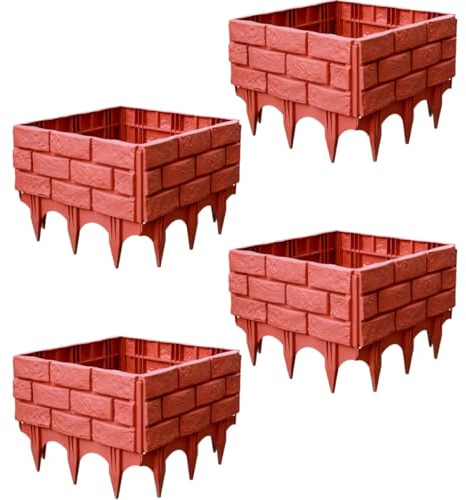 Healifty Steccato Plastica per Esterno 4 Pezzi Bordura Decorativa per Prato e Aiuole in Cortili di Ville e Spazi Verdi