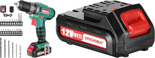 HYCHIKA Taladro Atornillador 12V + Destornillador Eléctrico Batería 12V 2.0 Ah