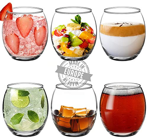 Volarium CRYSTALIA Verres Tumbler Lot de 6, 405 ml, 100% Sans Plomb Verrines Drink, Verres à Dessert, Gobelets en Verre Eau, Verre à Whisky, Tumbler pour Jus, Cocktails et Eau
