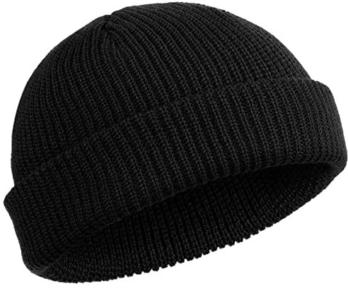 SATINIOR Trawler Beanie Watch Hut Rollup Edge Schädeldecke Fisherman Winter Beanie Hut Unisex, Schwarz, M