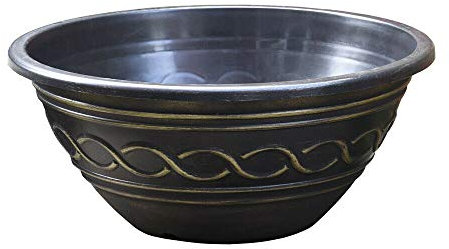 Modern Black and Gold Patio Planting Bowl Plant Pot for Aquatic Plants Stylish Patio Feature Perfect for Small Gardens Sturdy Plastic 1 x Black and Gold Planting Bowl by Thompson and Morgan