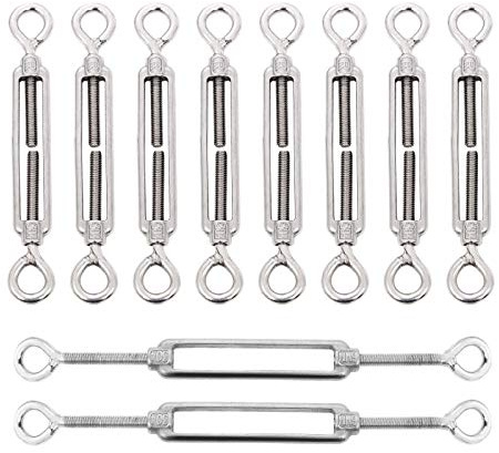 LISHINE 10 Pack M6 Eye and Eye Turnbuckle for Cable Wire Rope Tension Heavy Duty Stainless Steel Turnbuckle for Sun Shade, Hanging Outdoor Lights Strings
