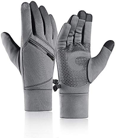JTIAN Guanti da Corsa Unisex Touch Screen Guanti Sportivi Antiscivolo Guanti Invernali per Corsa Guida Escursionismo Ciclismo (Gray,L)