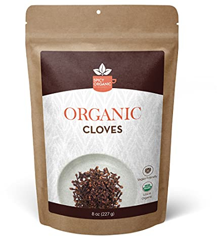 SPICY ORGANIC Cloves Whole - 100% Pure USDA Organic - Non-GMO, Keto Friendly, Non-Irradiated Fresh Clove Seed Spice - 8 OZ