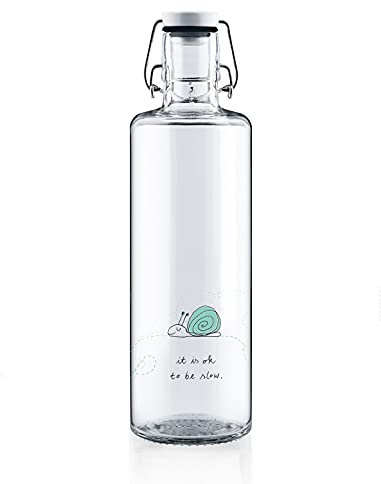 soulbottles 1,0l • Ok to be slow • Trinkflasche aus Glas • plastikfrei, nachhaltig, vegan