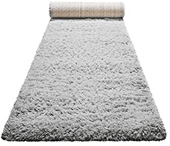 Teppich - Läufer, nachhaltig, modern, einfarbig, kuschelig weich und sehr flauschig, Hochflor bestens geeignet für Wohnzimmer, Schlafzimmer, Kinderzimmer, Matteo (80 x 230 cm, Grau Silber)