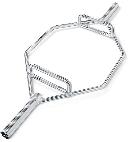 wuuhoo® Hexagon Hantelstange Armin, 142cm Langhantelstange bis 300 KG, Scheibenaufnahme 50mm, Trap Bar Stahl verchromt - Hex Bar gerändelter Griff 25mm - Fitnessgerät für Zuhause