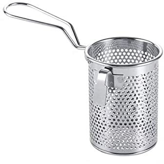 Chip Serving Bratkörbe Lebensmittelsiebe 304 Edelstahl Heißer Bratkorb Bratpfanne Lebensmittelsieb Ölleck Kakaosieb Mesh Nudelknödel Sieb Crisper Basket (Color : Round Colan