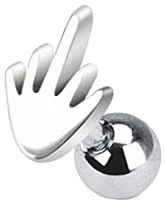 Taffstyle Piercing Stecker Stinkefinger Mittelfinger Ohr Cartilage Tragus Helix Ohrpiercing Knorpel Barbell Stab mit Kugel Silber