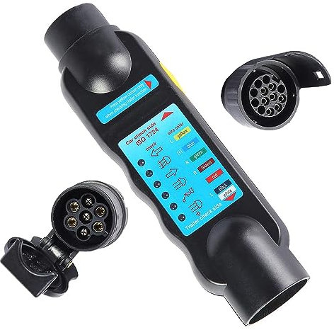 AOHEWEI 7 Polig Abschleppen Tester Für Anhänger Prüfgerät Leuchten Stecker Steckdose 12V Verdrahtung Mit Adapter 13Polig Auf 7Polig Von Caravan Konverter Auto Anschluss