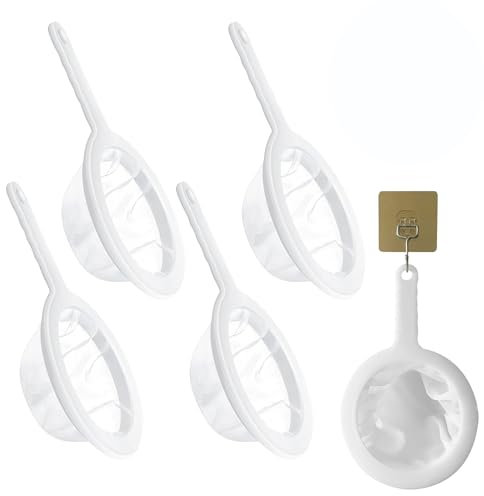 RAFIYU Feines Sieb Mit Griff, 4 Stück Nylon 100/200/300/400 Mesh Küchensieb Kunststoff für Die Filterung von Frischkäse, Speiseöl, Saft, Milch, Sojamilch, Wein und Kaffee