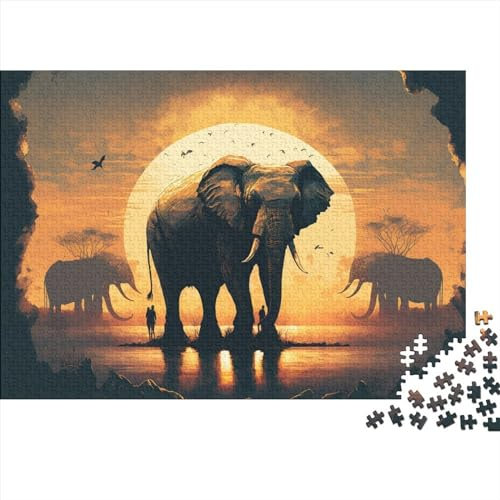Tier-Elefant-Puzzle, 1000-teiliges Puzzle, Holzpuzzle, Familienspiele, 75x50cm