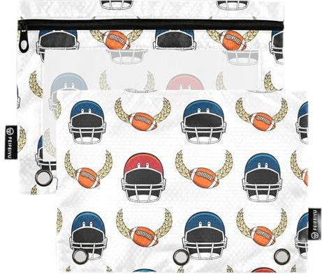 Wudan American Football Sport Helm 3 Ringe Binder Bleistift Beutel 2 Pcs Ordner Kunststoff Federmäppchen Bleistift Fall Mit Reißverschluss Schreibwaren Versorgung Zubehör