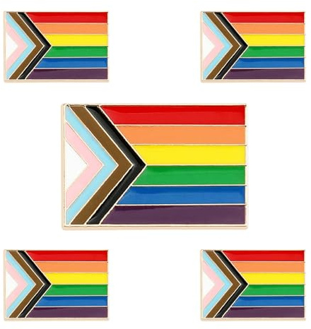 Hillylolly 5 Stück Regenbogen Pins Set, Gay Pin Metall, Regenbogen Anstecker Lgbtq, Pride Brosche, Brosche Flagge, anstecker für Kleidung und Blazer (Progress Pride)