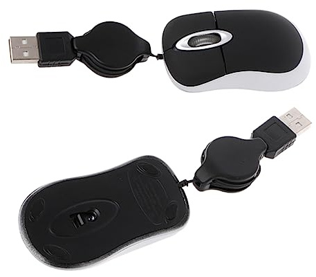 Homoyoyo Souris Optique Filaire Compacte Câble Rétractable en Plastique, pour Ordinateurs Portables et Systèmes, Déplacements et Espaces de Travail Réduits