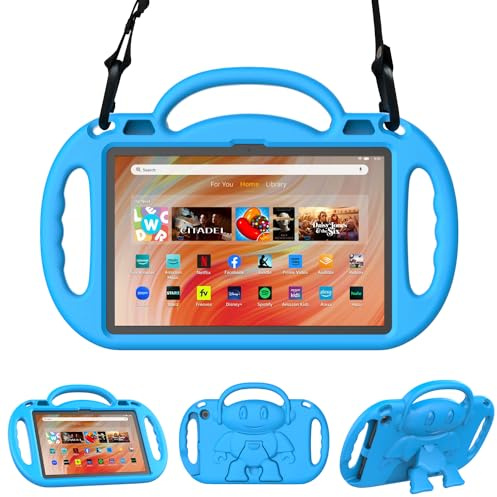 Sonlaryin Fire HD 10 Tablet Case Kids (13th/11th Gen, 2023/2021) - Blue | Lightweight Kid-Proof, Shockproof, EVA, Soft, With Handle, shoudle Strap and Kickstand, for Fire HD 10/Plus/Kids/Pro Tablet