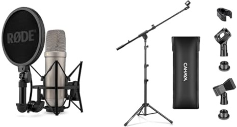 RØDE NT1 5a generación Micrófono Condensador Gran Diafragma Salidas XLR y USB Soporte de Micrófono 2 en 1 con Brazo y Base de Trípode