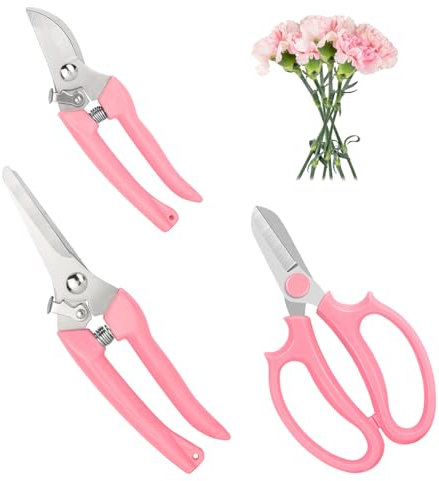 Garden Scissors 3Pcs Floral Shears with 3 Different Blades,Floral Scissors with Comfortable Grip Handle for Cutting Flowers Trimming Plants…