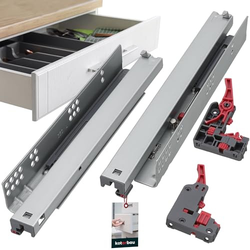 KOTARBAU® 1 par (2 unidades) rieles 3D para cajones de montaje en suelo, extracción completa, de acero suave, extracción completa, guías telescópicas, montaje en el suelo, extracción completa de