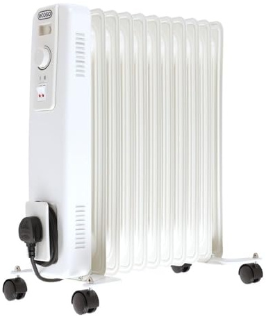 ECOSO Lio 2500W White UK Plug Oil Filled Electric Radiator - 540mm x 240mm
