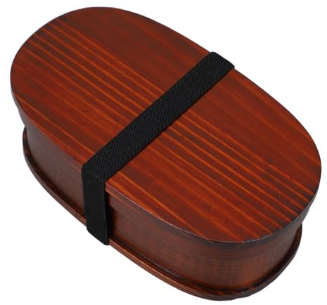 Amosfun De Madera Retro Contenedor De Comida Japonés Fiambrera De Diseño Práctico Para Almuerzo Para Picnic y Oficina