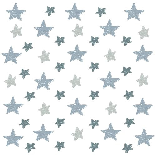 Muralo - Wandtattoo Kinderzimmer Mädchen und Junge,Sternchen blau - Wandsticker Wanddeko Babyzimmer, Wandaufkleber Deko Sternchen Set- Br.60cm x Hö.30cm