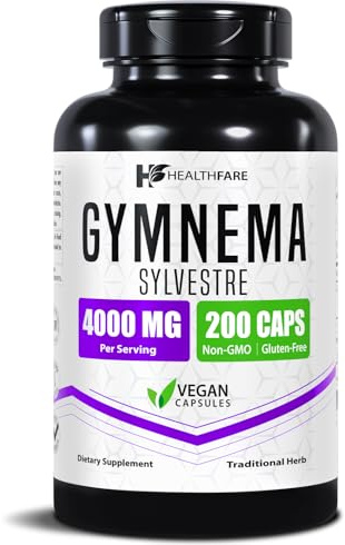 Healthfare Gymnema Sylvestre Extract (Gurmar) | 200 Vegan Capsules (100 Servings) | Supports Sugar Cravings Control & Carbohydrate Metabolism | Non-GMO, Gluten-Free | Made in USA