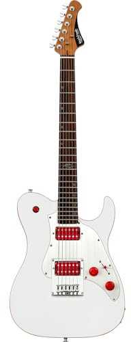 WestCreek TT-50KS Solid Body Electric Guitar, Mahogany Body, Maple Neck, Rosewood Fretboard, Rounded End Frets, Bone Nut, 22 Frets (White)