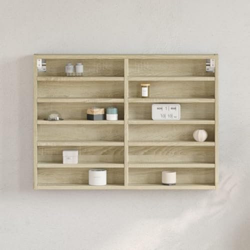 BOWEKAM Home & Garden Vitrinenschrank Sonoma Eiche 80x8,5x58 cm Holzmöbel Wahl