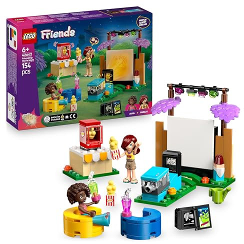 LEGO Friends Friendship Movie Night Toy for 6+ Year Old Girls - INCL. 2 Mini Dolls, a Screen and a Light Brick Projector - Creative Building Set - 42642