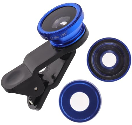 3-in-1 Smartphone Kameraobjektiv 52mm für 6s/7/8/x Blau | Aluminiumlegierung und Glas, Universelle Schnittstelle, Geisterbilder, Einfache Montage