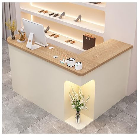 QWEASDF Einfach moderner empfangstresen，Große Empfangstheke，L-Förmiger Rezeptionstheke，klein empfangstresen mit Schreibtisch，Reception Counter Office Desk Counter(A,L120CM/L47.2IN_L)
