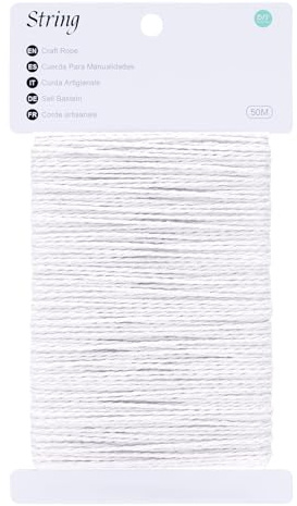KINGLAKE 50m White String Butchers Twine, 2mm Cotton Bakers Twine Craft String for Kitchen Cooking Meat, Baking, Art Crafts, Gift Wrapping, Gardening