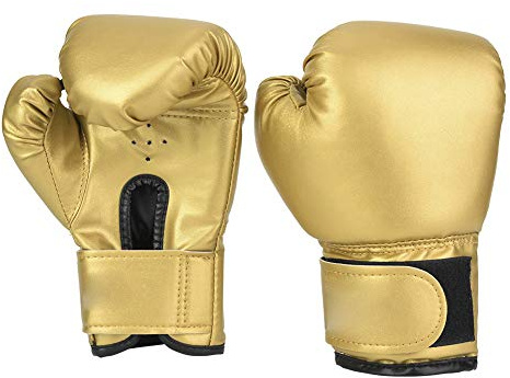 SUNGOOYUE Barn Boxning Handskar Träning Sparring Handskar Thailändsk Kickboxning för Barn Ungdom 3-10 år med Krokdesign Andningsbar Pu Läder för Taekwondo Sandväska (Gyllene)