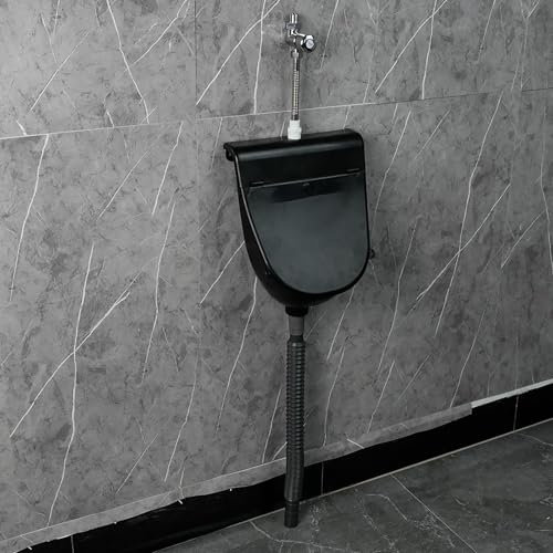 PQXQZ Urinarios de Plástico de Pared para Hombres Urinario para Baño Inodoro y Garaje Urinario Masculino con Diseño de Tapa Desviador de Orina de Canal(Black)
