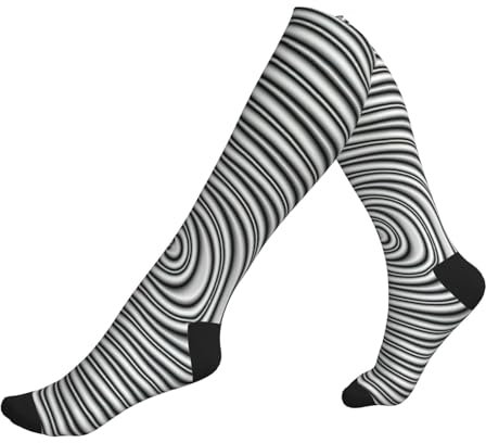 NBAGHPQ Calzini da corsa con stampa illusione di spin ottici lunghi voli per uomini e donne atletici da viaggio, 2 Nero-2, Taglia unica