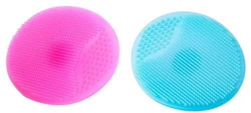PACKOVE - Cepillo limpiador facial (2 unidades, silicona, discos limpiadores faciales, esponjas, exfoliantes, manuales), color azul y rosa