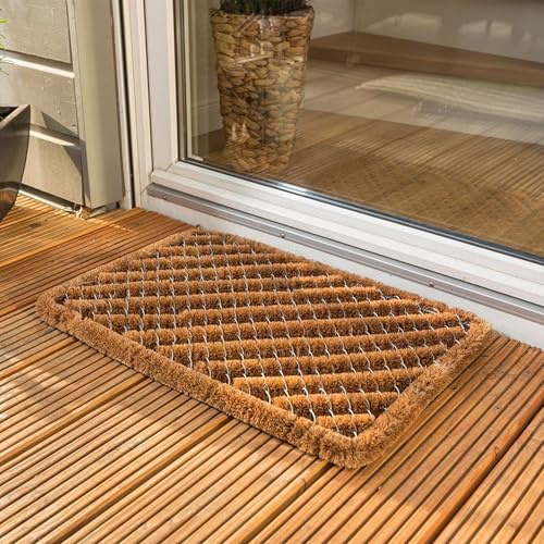 Astra Felpudo exterior de coco, atrapa la suciedad, cepillo, resistente a la intemperie, 40 x 60 cm, juego de 2 unidades