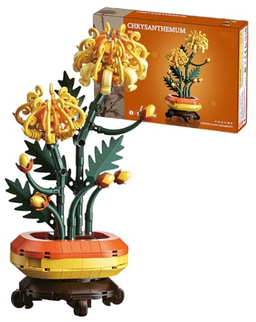 SymGrpu Chrysanthemum Building Set, 338 Pieces Flowers Bonsai Building Blocks for Adults, Artificial Flowers for Table Centerpieces Home Decor, Birthday Gift for Plant Lovers Kids Aged 6+